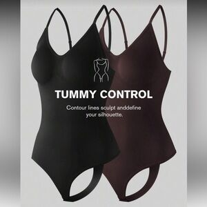 2 pcs Tummy Control Seamless Shaping Bodysuit - Black & Brown